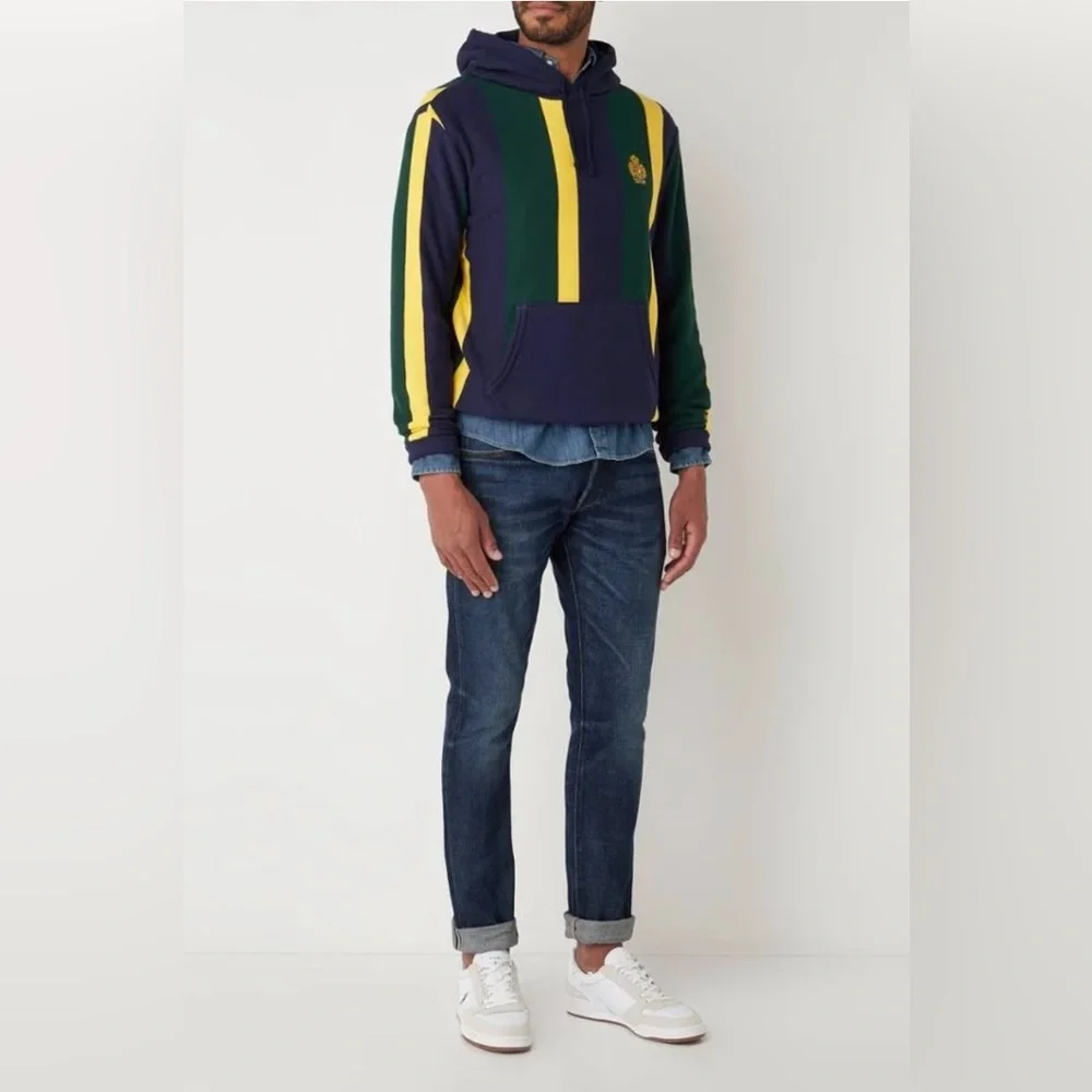 Polo Ralph Lauren Crest Striped Fleece Pullover Hoodie - Picture 2 of 8